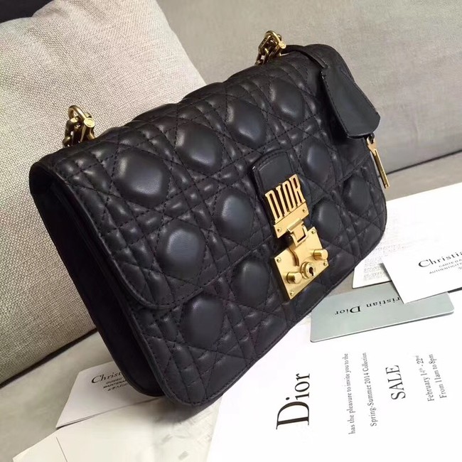 DIORADDICT FLAP BAG IN BLACK CANNAGE LAMBSKIN M5818