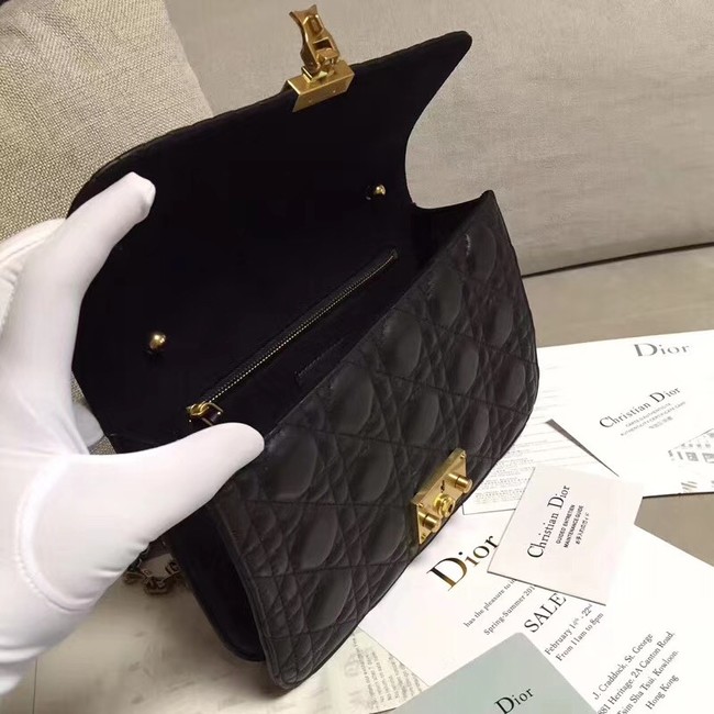 DIORADDICT FLAP BAG IN BLACK CANNAGE LAMBSKIN M5818