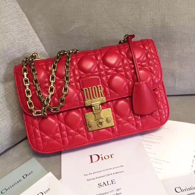 DIORADDICT FLAP BAG IN RED CANNAGE LAMBSKIN M5818