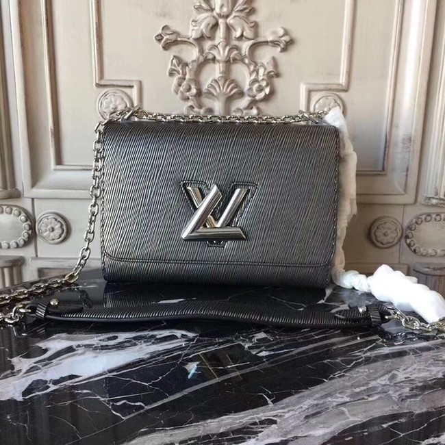 Louis vuitton original epi leather TWIST MM M50332 Silver grey