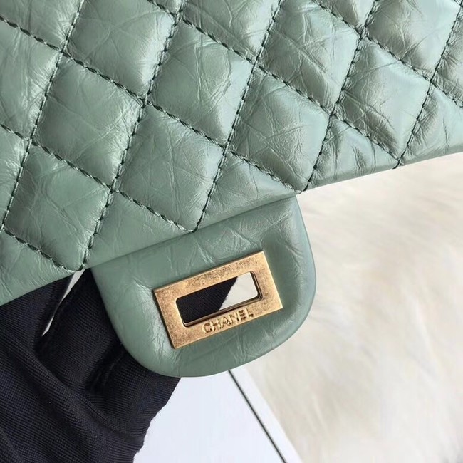 Chanel Flap Original Cowhide Leather 30225 green gold chain