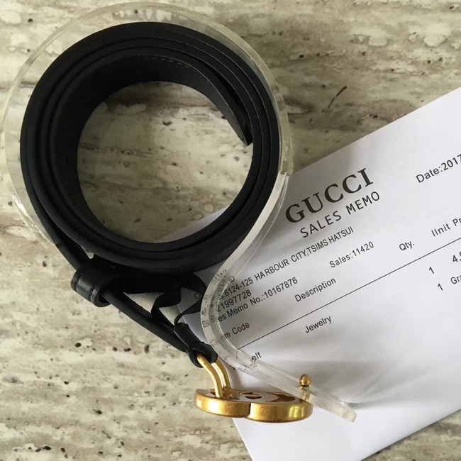 Gucci Leather belt with Double G buckle 409417 black