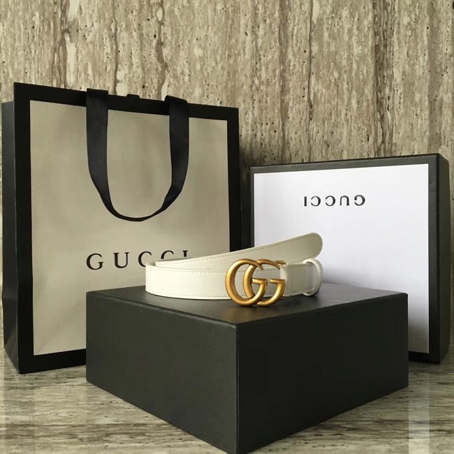 Gucci Leather belt with Double G buckle 409417 white