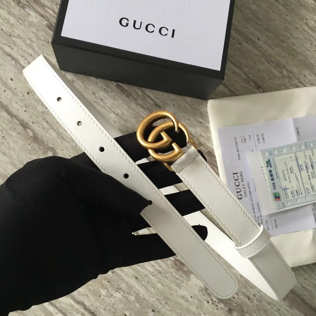 Gucci Leather belt with Double G buckle 409417 white