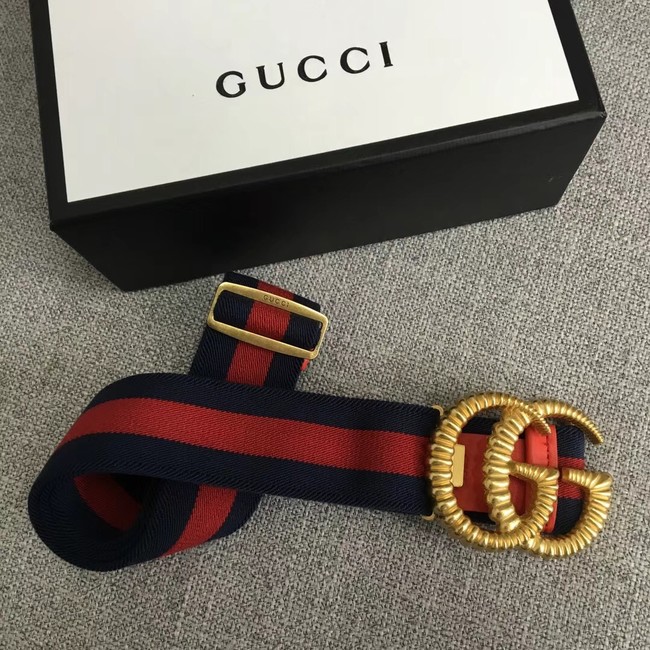 Gucci Web elastic belt with torchon Double G buckle 524101 red&blue