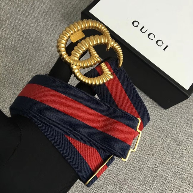 Gucci Web elastic belt with torchon Double G buckle 524101 red&blue