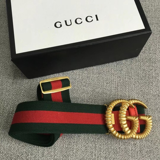 Gucci Web elastic belt with torchon Double G buckle 524101 red&green