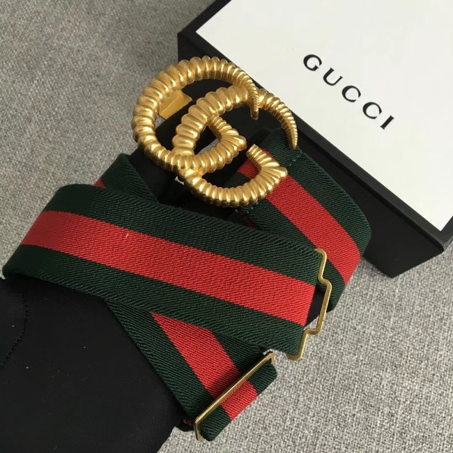 Gucci Web elastic belt with torchon Double G buckle 524101 red&green