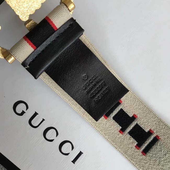 Gucci Web elastic belt with torchon Double G buckle A524101 white&blue