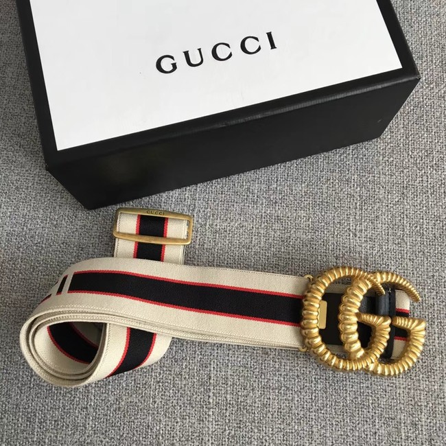 Gucci Web elastic belt with torchon Double G buckle A524101 white&blue