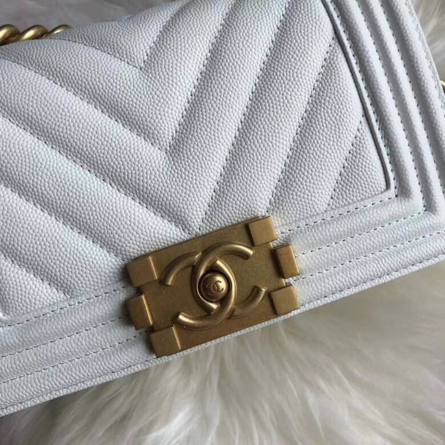 Chanel Leboy Original Caviar leather Shoulder Bag A67085 white gold chain