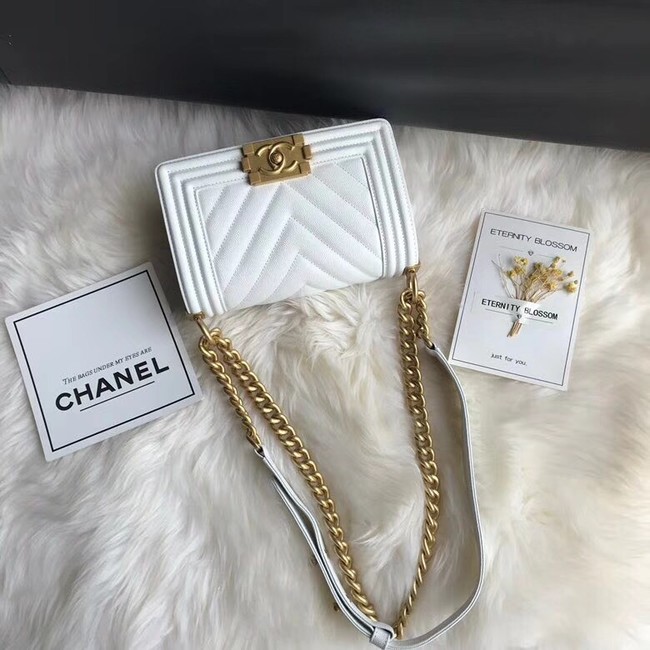 Chanel Leboy Original Caviar leather Shoulder Bag A67085 white gold chain