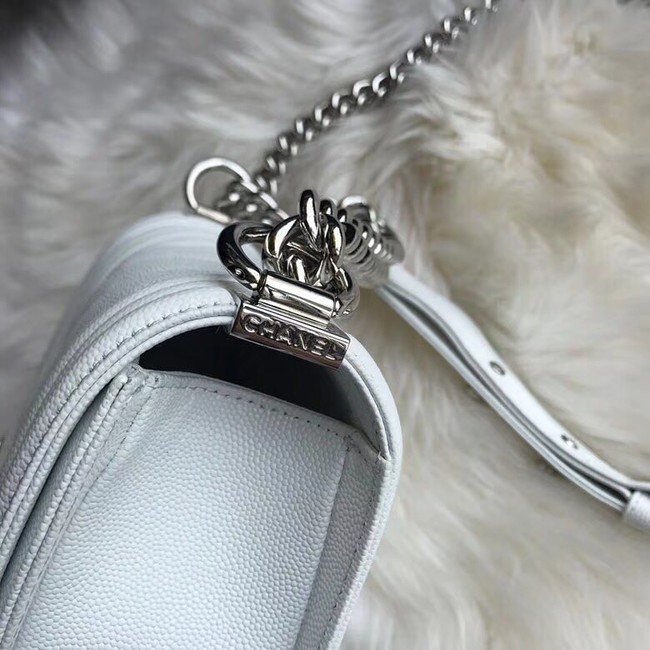 Chanel Leboy Original Caviar leather Shoulder Bag A67085 white silver chain