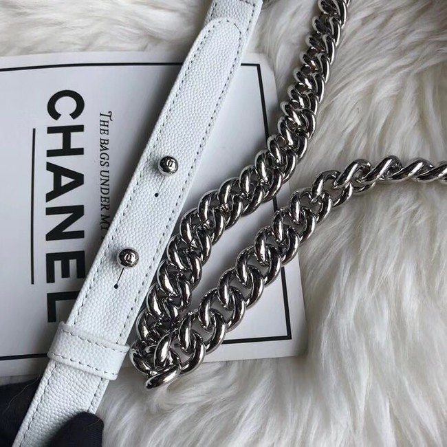 Chanel Leboy Original Caviar leather Shoulder Bag A67086 white silver chain