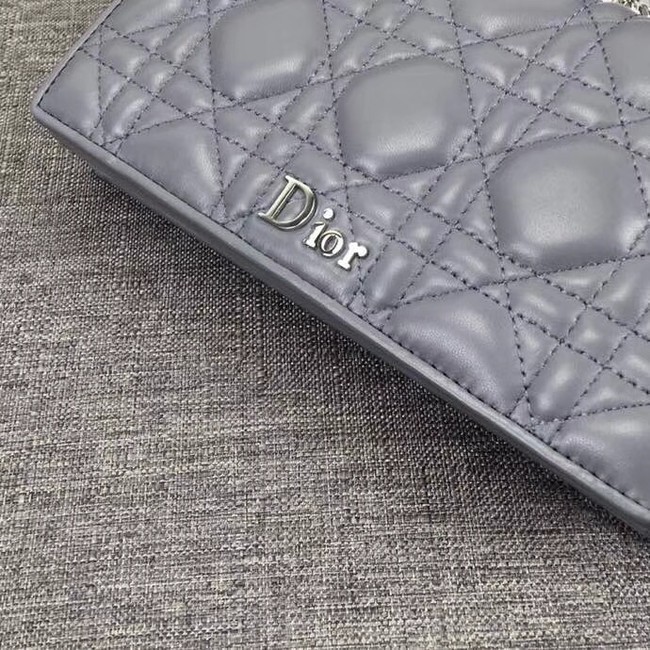 LADY DIOR CLUTCH IN GREY CANNAGE LAMBSKIN S0204