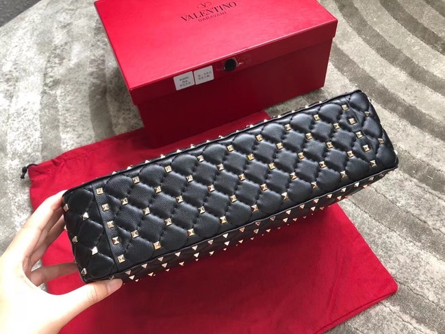 VALENTINO Spike quilted leather large shoulder bag 0027 black