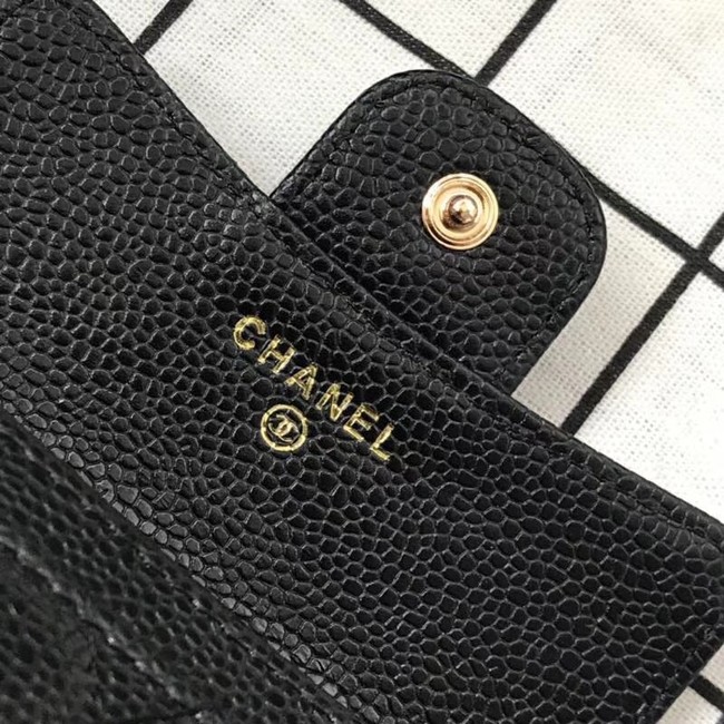 Chanel Classic Card Holder A31504 black gold-Tone Metal