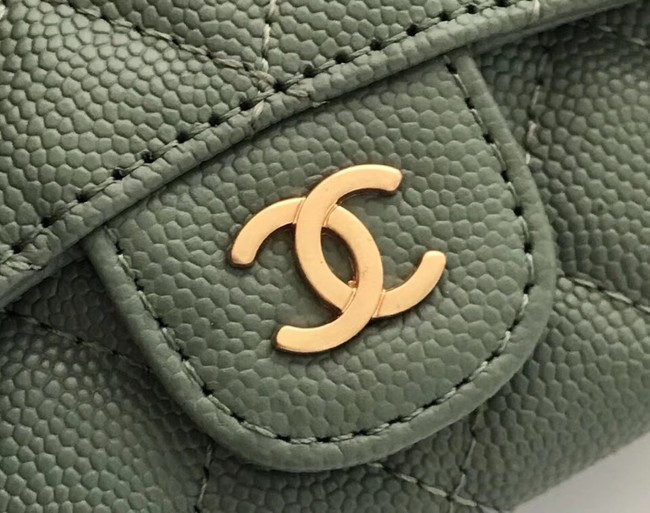 Chanel Classic Card Holder A31504 green gold-Tone Metal