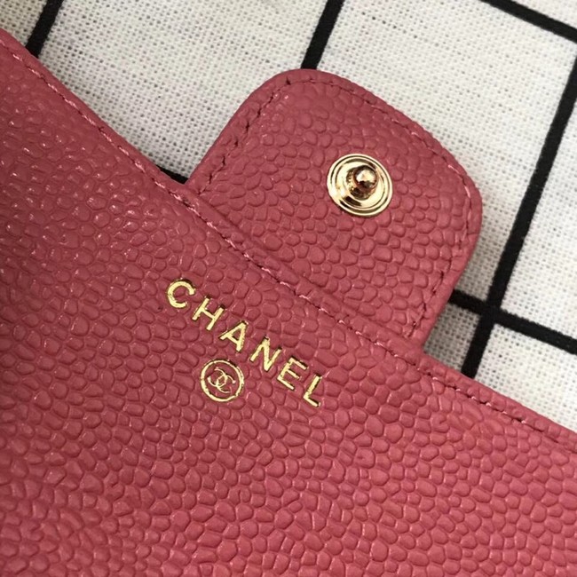 Chanel Classic Card Holder A31504 pink gold-Tone Metal