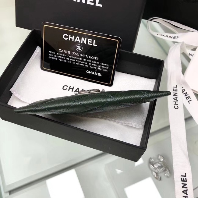 BOY CHANEL Card Holder A84431 Blackish green