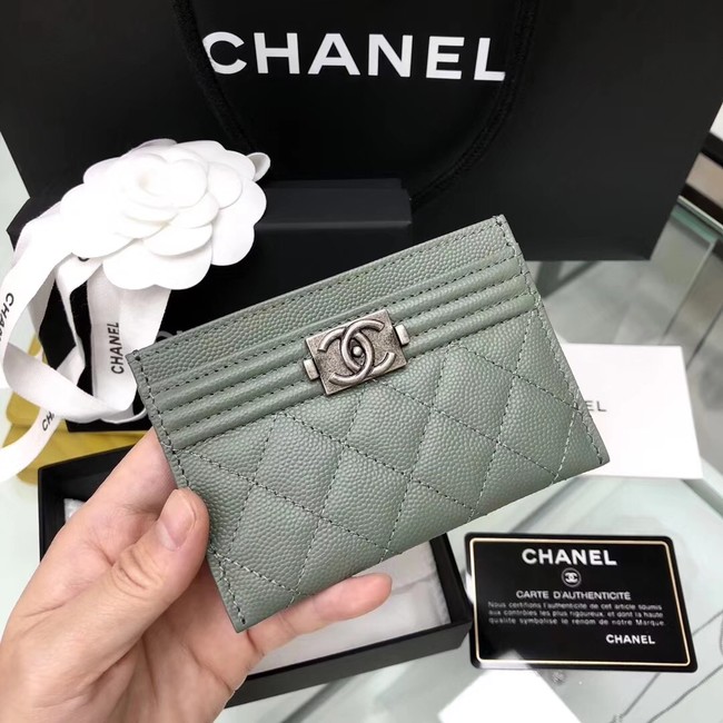 BOY CHANEL Card Holder A84431 green