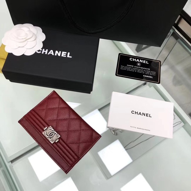 BOY CHANEL Card Holder A84431 red