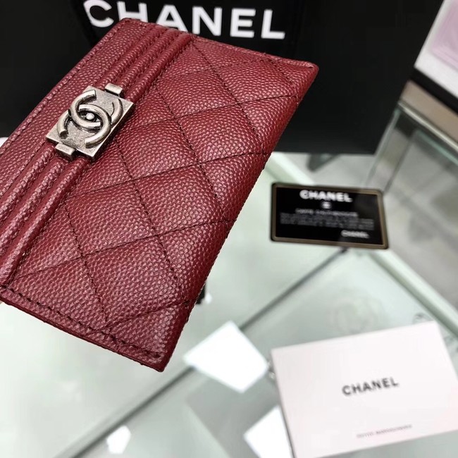 BOY CHANEL Card Holder A84431 red