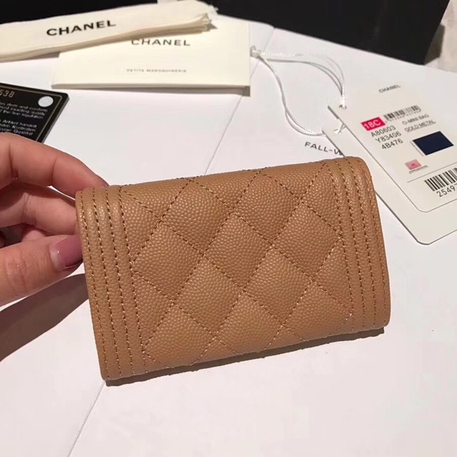 BOY CHANEL Card Holder A80603 Camel