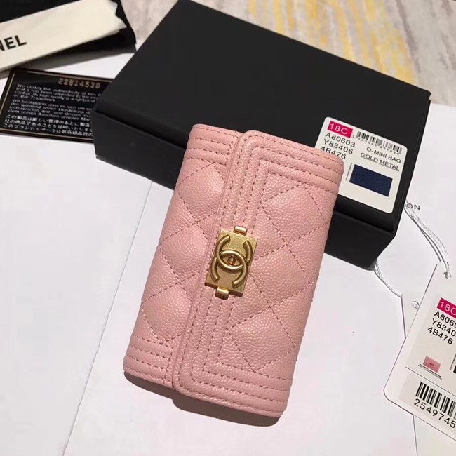 BOY CHANEL Card Holder A80603 pink