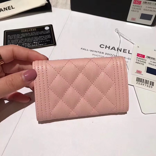 BOY CHANEL Card Holder A80603 pink