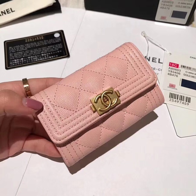 BOY CHANEL Card Holder A80603 pink