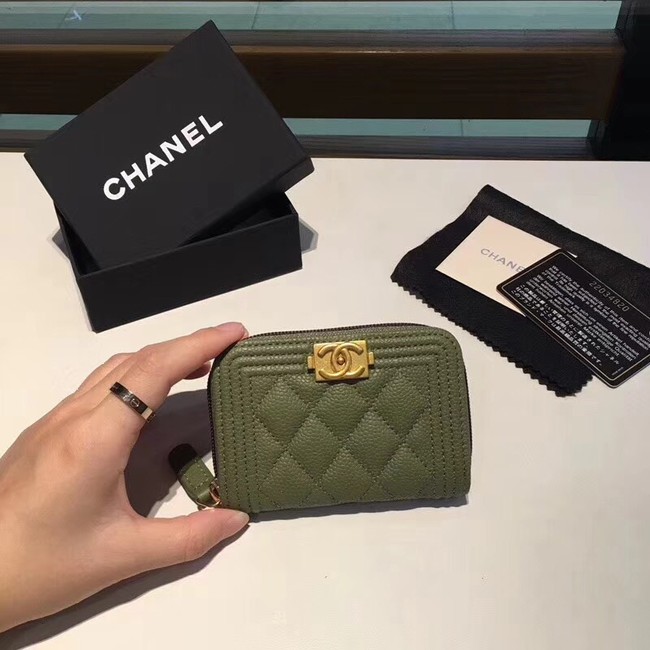 BOY CHANEL Coin Purse A80602 green