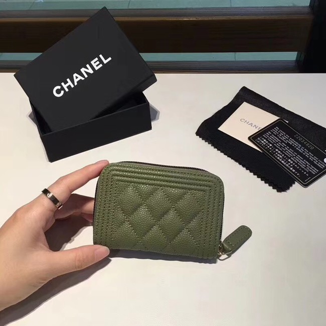 BOY CHANEL Coin Purse A80602 green