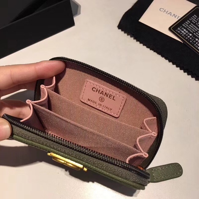 BOY CHANEL Coin Purse A80602 green