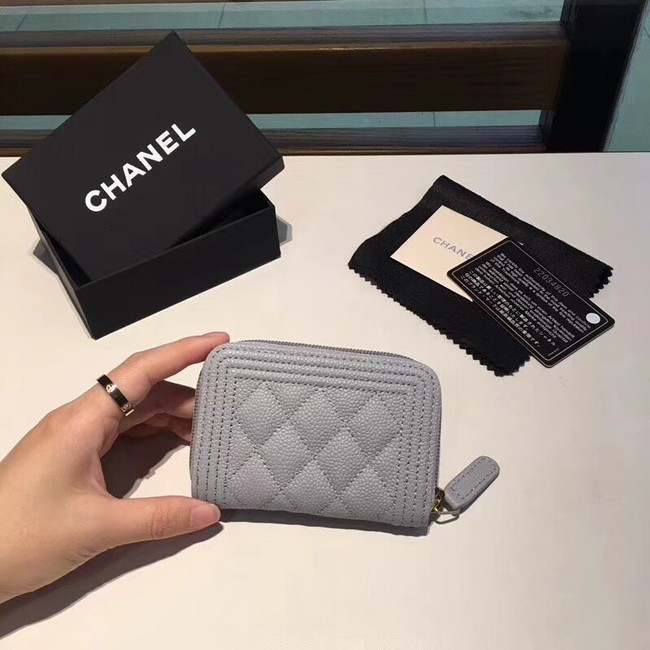 BOY CHANEL Coin Purse A80602 grey