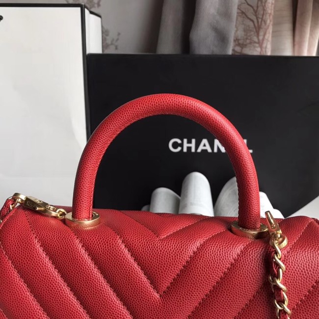 Chanel Small Flap Bag with Top Handle A92990 red