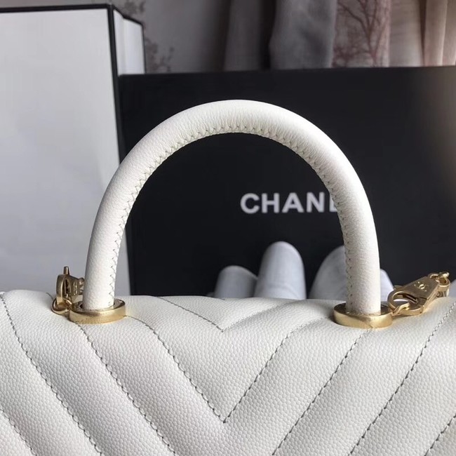 Chanel Small Flap Bag with Top Handle A92990 white