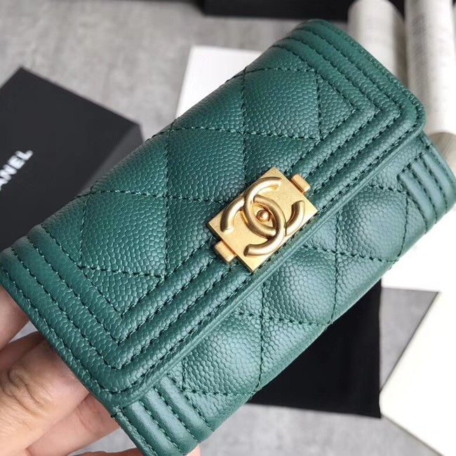 BOY CHANEL Card Holder A80603 green