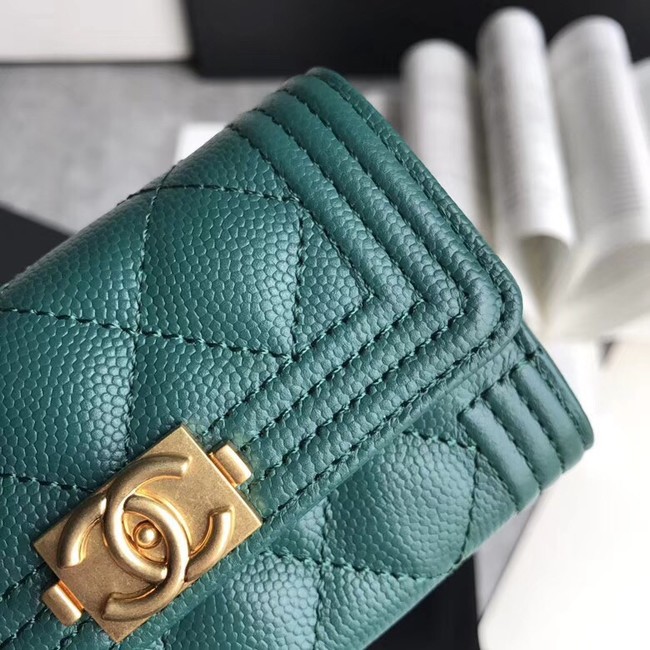 BOY CHANEL Card Holder A80603 green