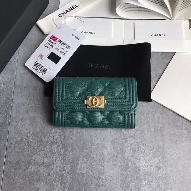 BOY CHANEL Card Holder A80603 green