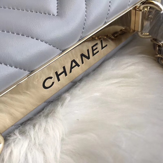 Chanel CC original lambskin top handle flap bag 92236V grey gold Buckle