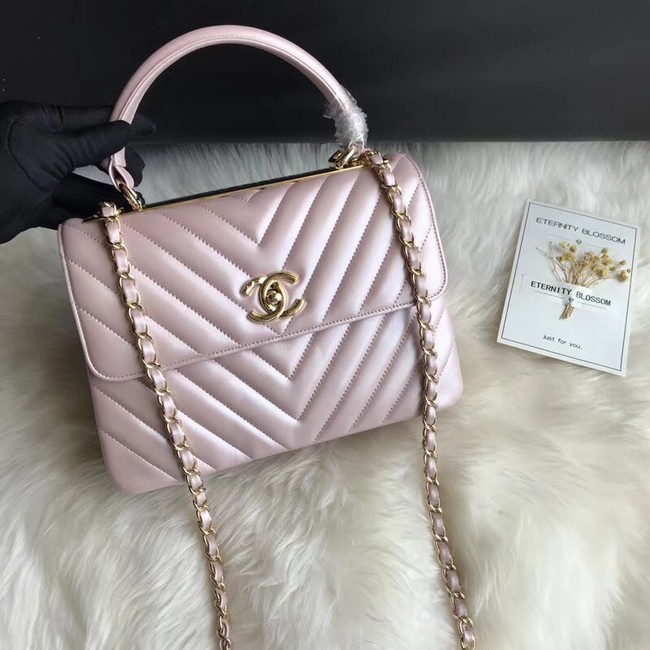 Chanel Small Flap Bag with Top Handle A92236 Pink