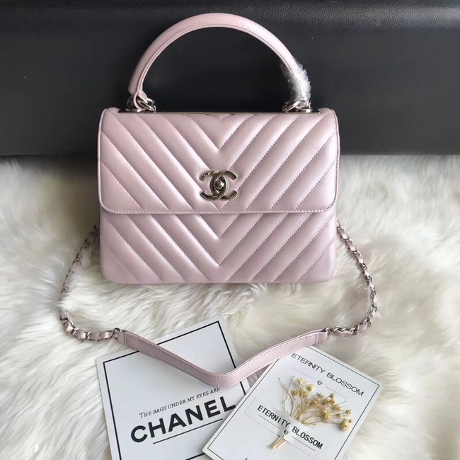 Chanel Small Flap Bag with Top Handle B92236 Pink