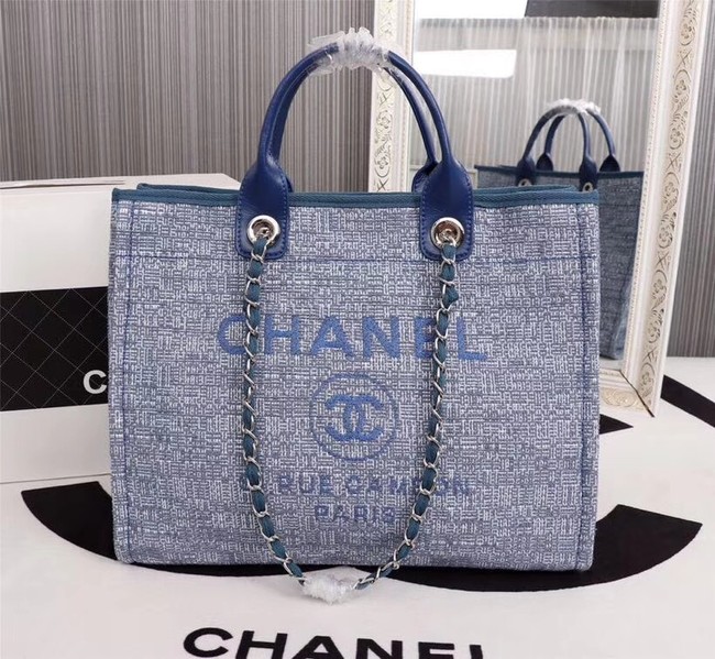 Chanel Canvas Tote Shopping Bag 8099 blue