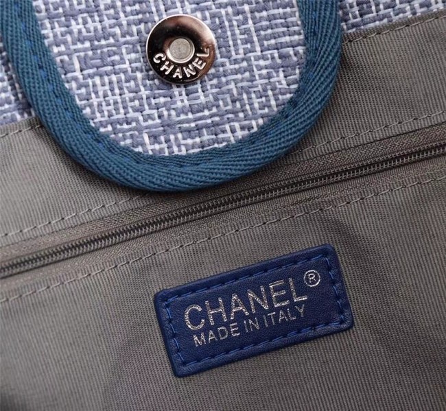 Chanel Canvas Tote Shopping Bag 8099 blue