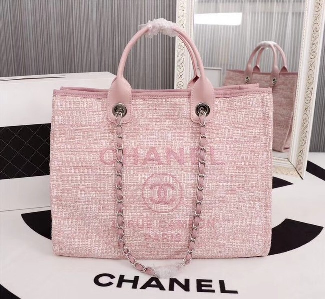 Chanel Canvas Tote Shopping Bag 8099 pink