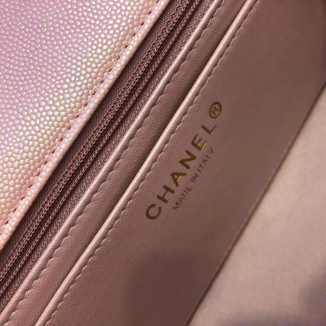 Chanel Small Classic Handbag Grained Calfskin & Gold-Tone Metal A69900 pink