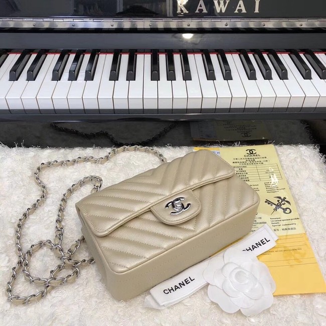 Chanel Small Classic Handbag Grained Calfskin & silver-Tone Metal A69900 gold