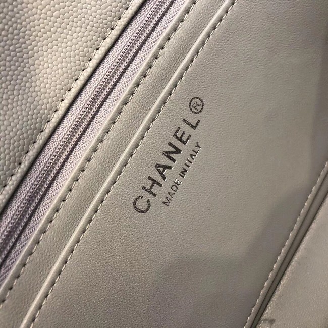 Chanel Small Classic Handbag Grained Calfskin & silver-Tone Metal A69900 grey