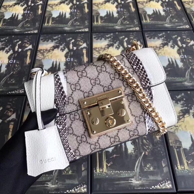 Gucci Padlock snakeskin small shoulder bag 432182 white